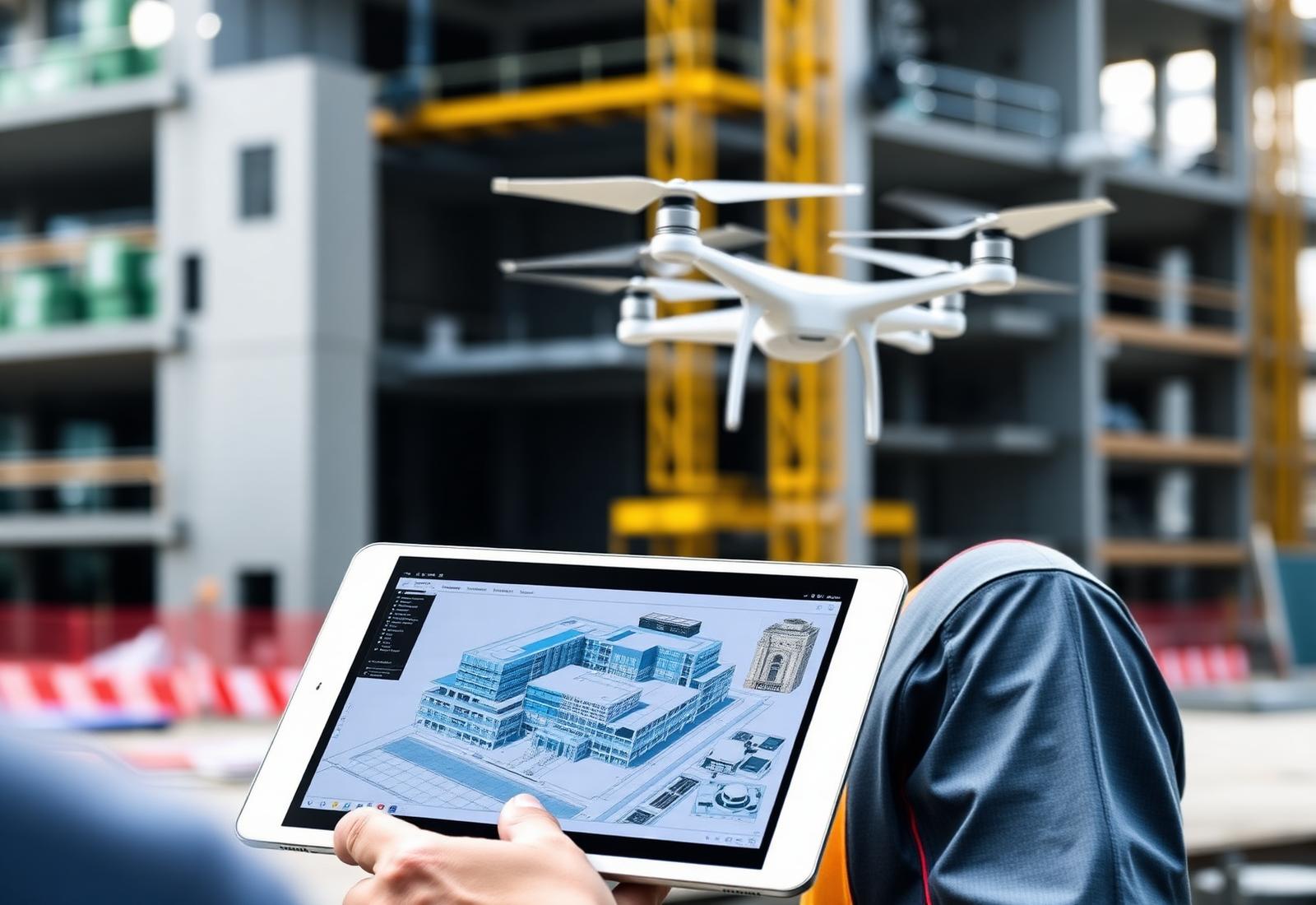 BIM modelling and drone-assisted construction technology